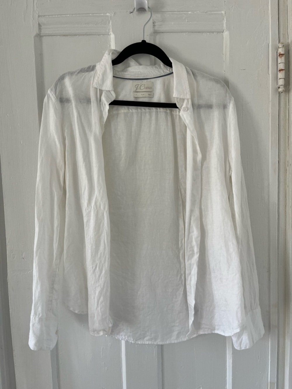 J. Crew White Linen-Blend Button Down Shirt